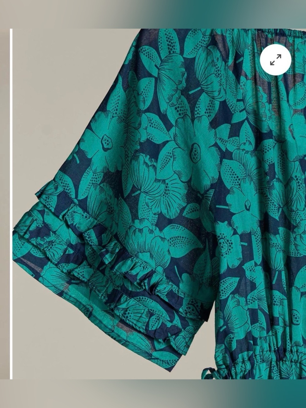 Sundance Floral Cotton Jumpsuit Petite Medium PM Blue Green Blue Pockets Boho - Picture 2 of 12